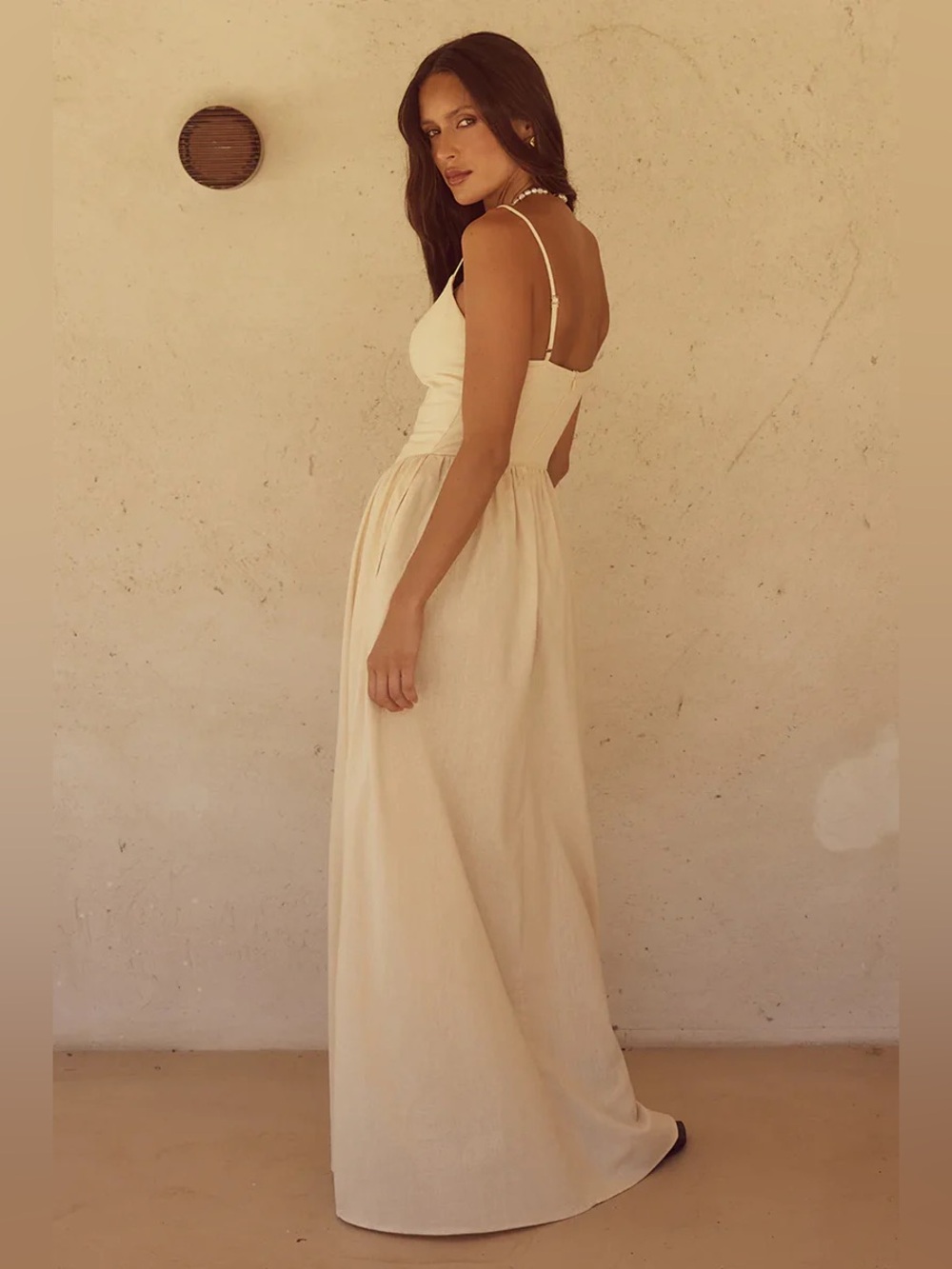 NWT Seven Wonders Zephy Linen Maxi Dress Sand Beige M - Picture 4 of 16